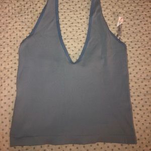 American thread blue halter top, ribbed, S/M, never worn